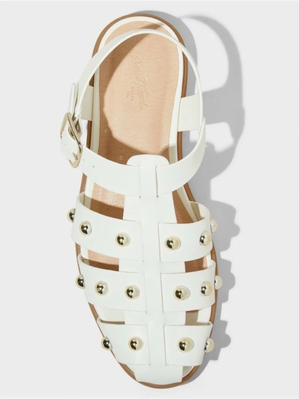Universal Thread White Gladiator Sandal with Gold Studs